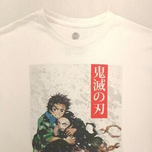 Demon Slayer Anime Short Sleeve Crew Neck Graphic T-Shirt Mens Size XL White